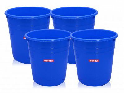 Wonder Plastic Prime WBP 101 Open Dustbin Set, 4 pc 6 LTR, Blue Color, Made in India KBS02393