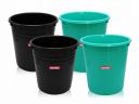 Wonder Plastic Prime WBP 101 Open Dustbin Set, 4 pc 6 LTR, Black Green Color, Made in India KBS02381...
