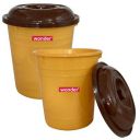 Wonder Plastic Prime WBP 303 Plastic Dustbin, 2 Pc Dustbin with Lid, 10 LTR, Yellow Color, Made in India, KBS00769...