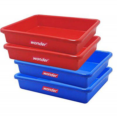 Wonder Prime Plastic Exel Medium Ractangular Multipurpose Organising & Storage Tray Set, 4 Pc Set