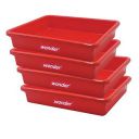 Wonder Prime Plastic Exel Medium Ractangular Multipurpose Organising & Storage Tray Set, 4 pc Set, Red Color, Made in India, KBS02272...