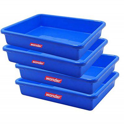 Wonder Prime Plastic Exel Small Ractangular Multipurpose Organising & Storage Tray Set, 4 pc Set