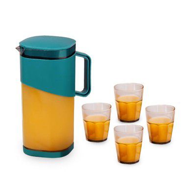 Wonderchef Ambrosia Water Jug and Glass 5 Pc. Set, 1.8 L Jug with 4 Glasses, Serve Juices