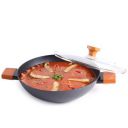 Wonderchef Caesar Forged Virgin Aluminium Kadhai with Glass Lid, 24cm, Black...