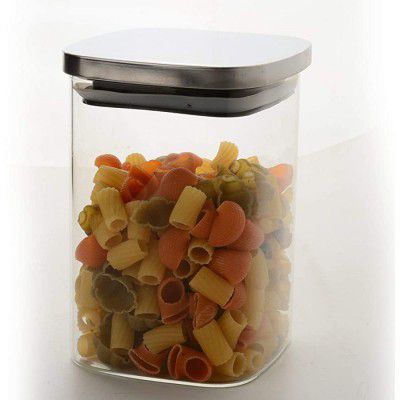 WONDERCHEF CLASSIC BOROSILICATE SQUARE GLASS AIR TIGHT JAR 1100ML