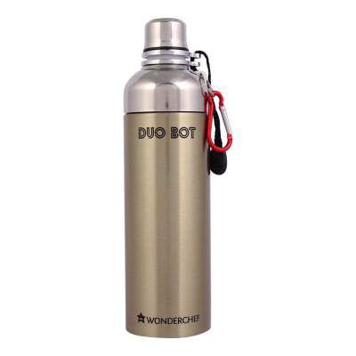 Wonderchef DuoBot Stainless Steel Water Bottle 750 ml (Gold Finish)