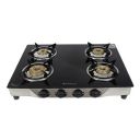 Wonderchef Energy 4 Burner Glass Cooktop, Black 8mm Toughened Glass with 1 Year Warranty, Soft Touch Knobs, Efficient Brass Burners, Stainless Steel Double Drip Tray...