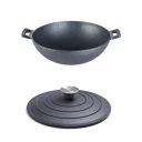 Wonderchef Forza 24 cm Cast-iron Kadhai with lid combo, Pre-Seasoned Cookware, Induction Friendly, 1.9L, 3.8 mm...