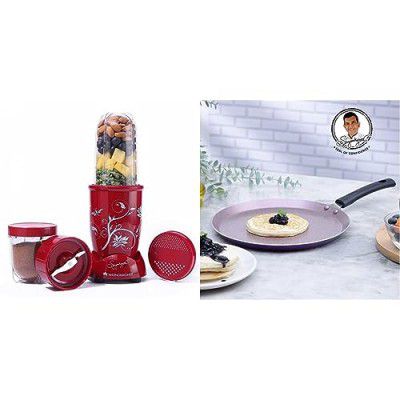 Wonderchef Nutri-Blend Mixer, Grinder & Blender | Red & Valencia Dosa Tawa Purple, 28 Cm(Non-Stick Coating) - Stainless Steel, 400 Watts