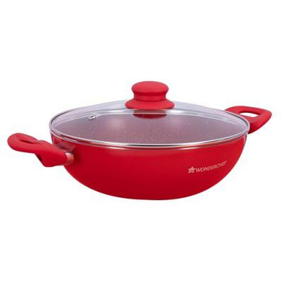 Wonderchef Royal Velvet 26 cm Non-Stick Kadhai with Lid | Induction Bottom