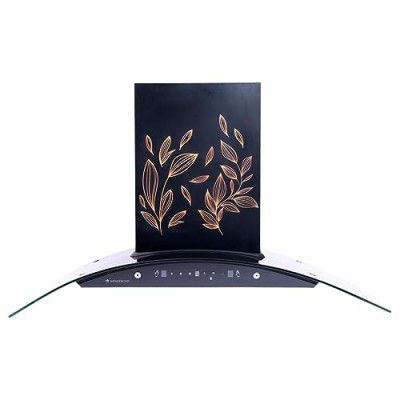 Wonderchef Ruby Curve Flora 90 cm Auto Clean Wall Mounted Chimney (Black 1200 CMH)