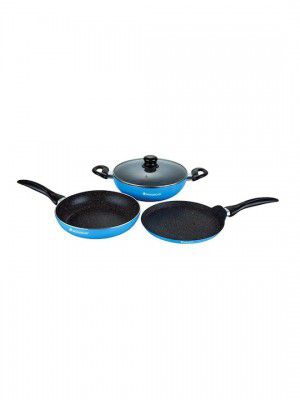 Wonderchef Set Of 3 Blue Solid Athena Cookware Sets