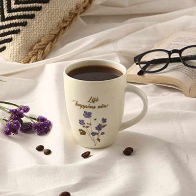 Wonderchef Sicilia Life Happens Now Mug 1 Piece, Bone China, White