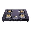 Wonderchef Ultima 4 Burner Manual Glass Cooktop | 6mm Toughened Glass Cooktop | Stainless Steel Drip tray | Anti-Skid Legs | Large Pan support | Manual Ignition | 360 degree Revolving Nozzle | Black s...