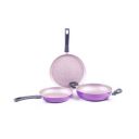 Wonderchef Valencia Non-Stick Cookware 3 Piece Set | Kadhai, Fry Pan, Dosa Tawa | Induction Friendly | Cool Touch Bakelite Handles | Pure Grade Aluminium| PFOA Free| 2 Years Warranty | Purple...