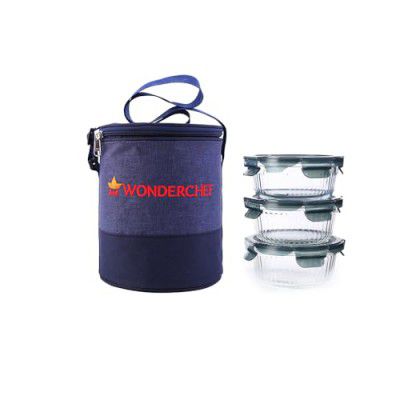 Wonderchef Verona Lunch Box Set of 3 Pcs, 400 ml, Leak Proof, Air Tight, Microwave Safe