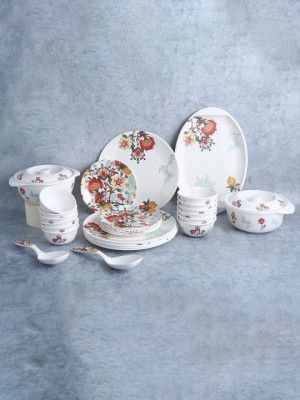 WonderchefSet Of 31 Red & White Venice Dinner Set