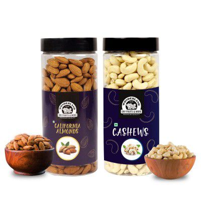 Wonderland Foods - California Almonds (NP) & Cashews W320 (Mangalore Quality) | 1Kg (500g X 2) Delicious & Nutritious