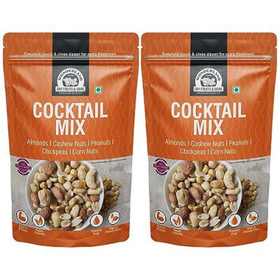 Wonderland Foods Cocktail Mix 400g (200g X 2) Raosted And Salted California Almond, Cashew, Peanuts, Chickpeas And Corn Nuts | Healthy & Nutritious | Rich in Fibre