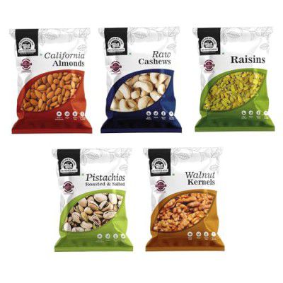 WONDERLAND FOODS Dry Fruits Combo with Pistachios, Almond, Cashew, Golden Raisins & Walnut Kernel (500g)