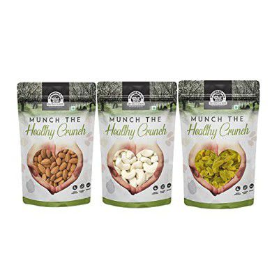 WONDERLAND FOODS Dryfruits Combo Pack of 3 (600g) Raw Almonds-Cashews-Raisins-200g-Each)