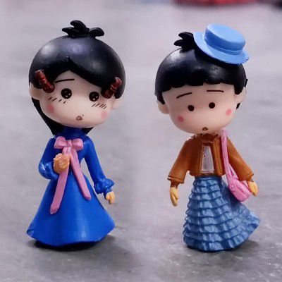 Wonderland Set of 2 Doll Style Miniature Figurine in Blue