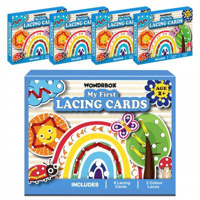 WONDRBOX Birthday Return Gifts for Kids-Nature Lacing Cards | Pack of 5 Sets