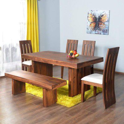 Wood Delmonte Six Seater Dining Table Set (Brown), 90 cm, 178 cm, 78 cm