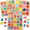 Wooden Puzzles for Toddlers, 3pack Alphabet Shape Puzzles for Kids Alphabet Puzzles for Kids Toddler Puzzles Wooden Alphabet Number Shape Puzzles for Kids 3 Years Old Boys & Girls...