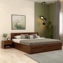 Wooden Street Harper Wooden Double Size, King Size Bed with Storage and 1 Year Warranty, Premium Engineered Wood, Columbian Walnut Finish...