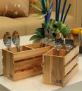 Wooden Twist : Teak Wood Besteck Cutlery Holder In Natural Finish Set of 2...