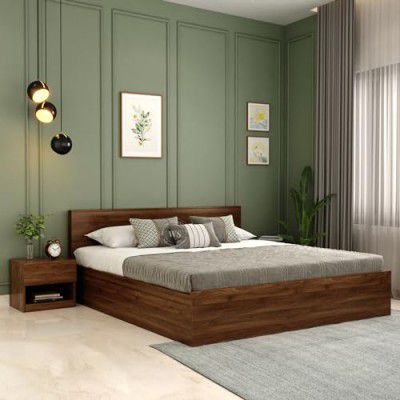 WoodenStreet™ Harper Wooden Double Size, Queen Size Bed with Storage and 1 Year Warranty, Premium Engineered Wood, Columbian Walnut Finish