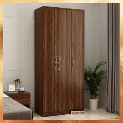 WoodenStreet™ Kayden Engineered Wood 3 Door Wardrobe for Clothes, Cupboard Wooden Almirah for Bedroom, Multi Utility Wardrobe with Hanger Rod Lock and Handles,1 Year Warranty, Columbian Walnut Finish