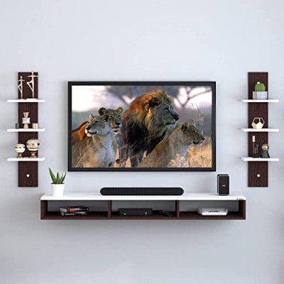 WOODIFY Wall Mounted TV Unit (Wenge & White) (Ideal for 32-40 Inch)