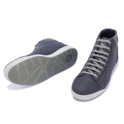 Woodland Men Black Canvas High Top Sneakers