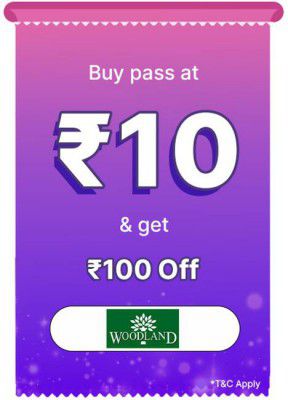 BBD Sale | WOODLAND Pass only at Rs.10 and get discount of 25% upto Rs 100 