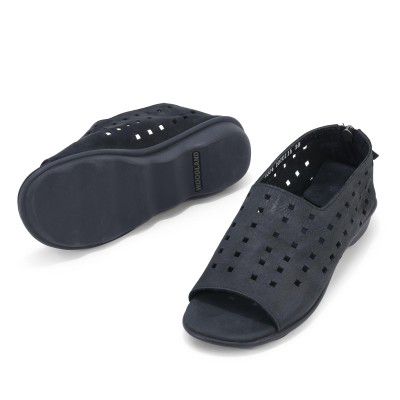 Woodland Women Black Slip-On Sandal