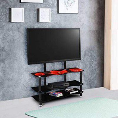 Woodness Abigail Metal TV Entertainment Unit (Glossy, Black)