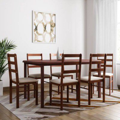 WOODNESS Eleanor Solid Wood 6 Seater Dining Set (Finish Color -Mahogany, Knock Down)