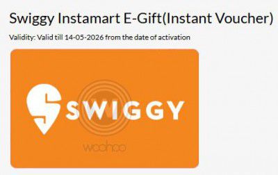 Woohoo - Swiggy Instamart Gift Card at 10% off (Upi offer)