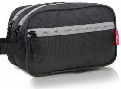 Wooum Polyester Toiletry Bag for Men & Women, Travel Pouch for Toiletries Shaving Kit & Cosmetics, Water Resistance Pouch for Travel Accessories, Organizer Travel Pouch for Make Up, Black