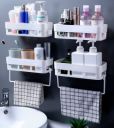 WORA Decor for Kitchen BathroomRacks withTowel Hangers Plastic Wall Shelf ...