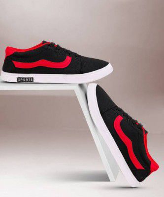 World Wear Footwear  Latest Exclusive Affordable Collection of Trendy & Stylish Casual Shoes Sneakers For Men  (Black, Red)