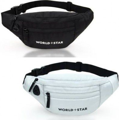Worldstar Small Hiking Trekking Travelling Sports Waist Pouch (Black, White)
