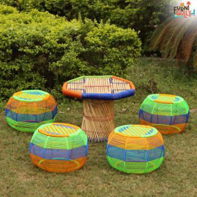 Worldwood Bamboo Table & Chair Set  (Finish Color - Multicolor, Pre Assembled)