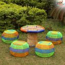 Worldwood Bamboo Table & Chair Set  (Finish Color - Multicolor, Pre Assembled)...