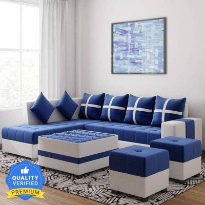 Worlwood Fabric 3 + 2 + 1 + 1 Sofa Set  (Blue, DIY(Do-It-Yourself))