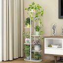 Worthy Shoppee Plant Stand Metal Potted Multiple Flower Pot Holder Shelf Indoor Outdoor Planter Display Shelving Unit (6 TIER BLACK) (WHITE)...
