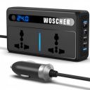 Woscher 200W Car Laptop Charger Power Inverter 2 USB (24W Max), 2 C Type (36W Max) & 2 AC Universal Socket (200W Max) DC 12V to 220V AC Car Charger Converter,Multiple Deice Use|18 Months Warranty...