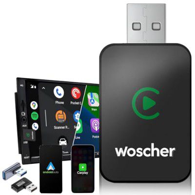 WOSCHER 2in1 Wireless Carplay Adapter and Wireless Android Auto Adapter for Car